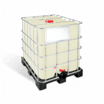 Una imagen de un IBC Greif GCUBE fabricado con resina posconsumo.