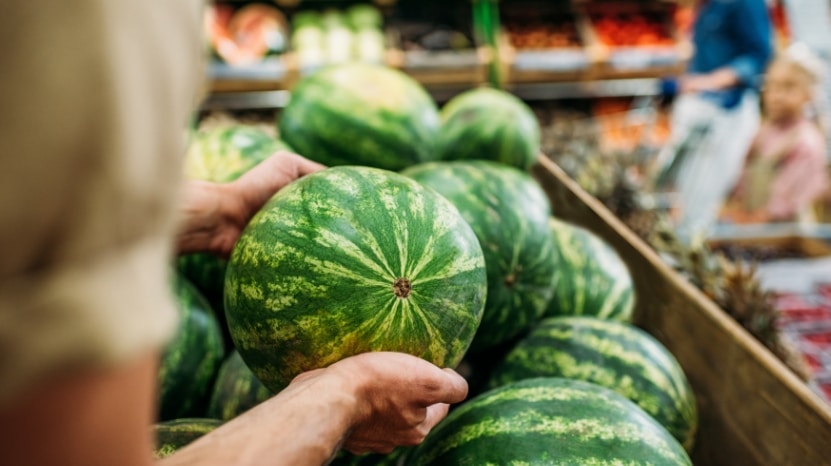 watermelons in a store