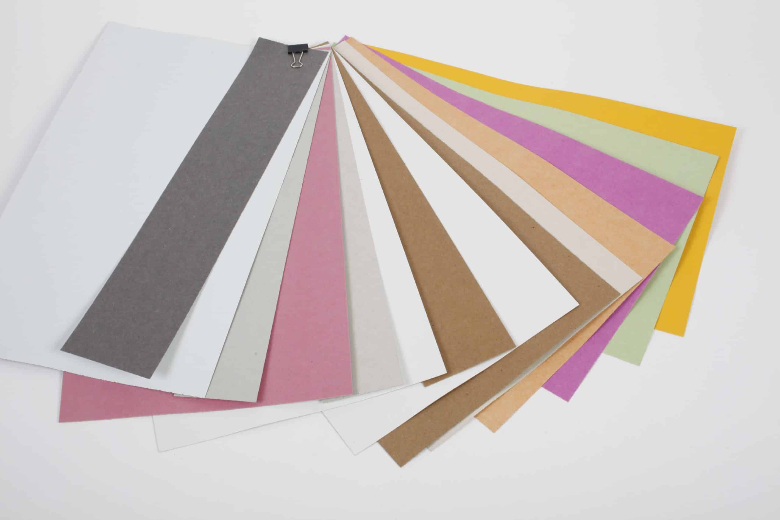 Variety of mill paperboard colors