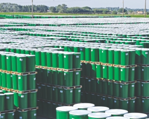 stacked conical drums outside