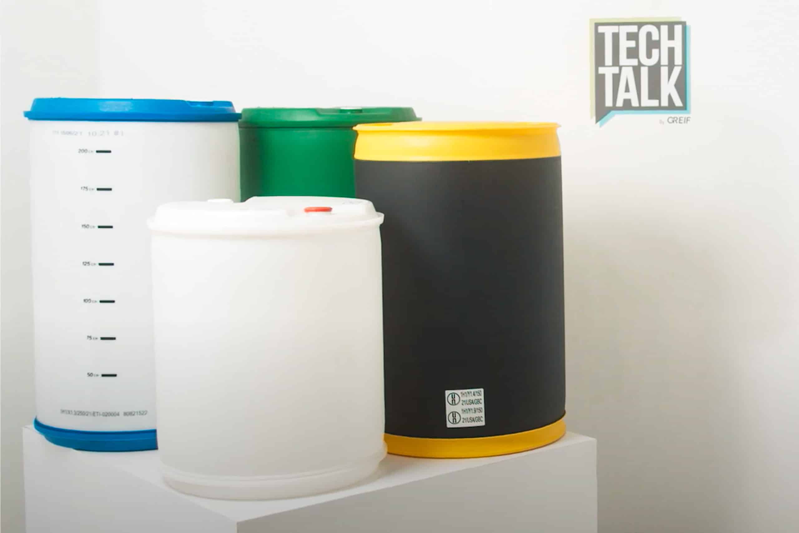 A Greif Tech Talk showing off the many plastic drums offered by the company