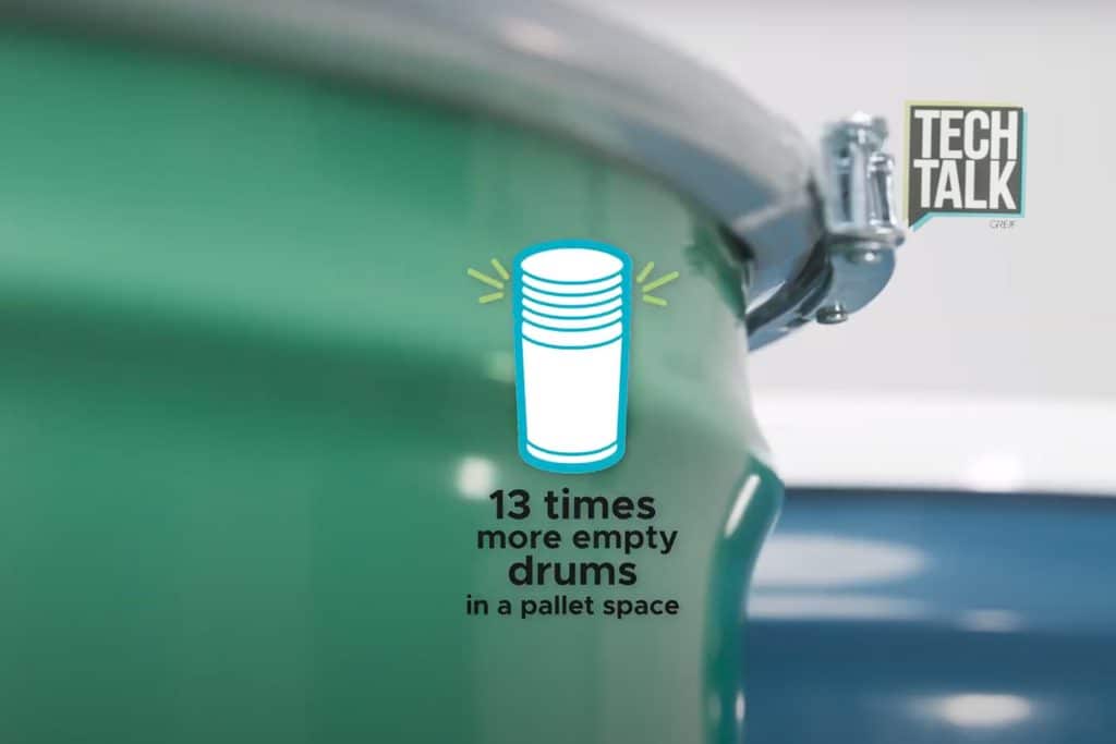 image showing 13 times more empty drums when shipped