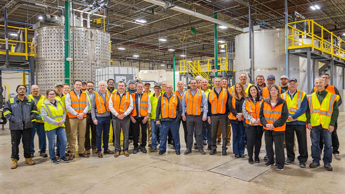Greif leadership poses for a photo at the brand new adhesives facility in Cincinnati