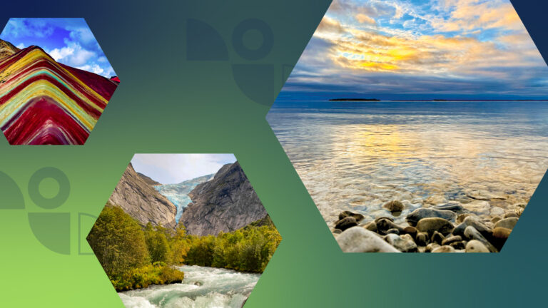 imagem criativa com gradiente de fundo e assunto cortado em formas hexagonais
