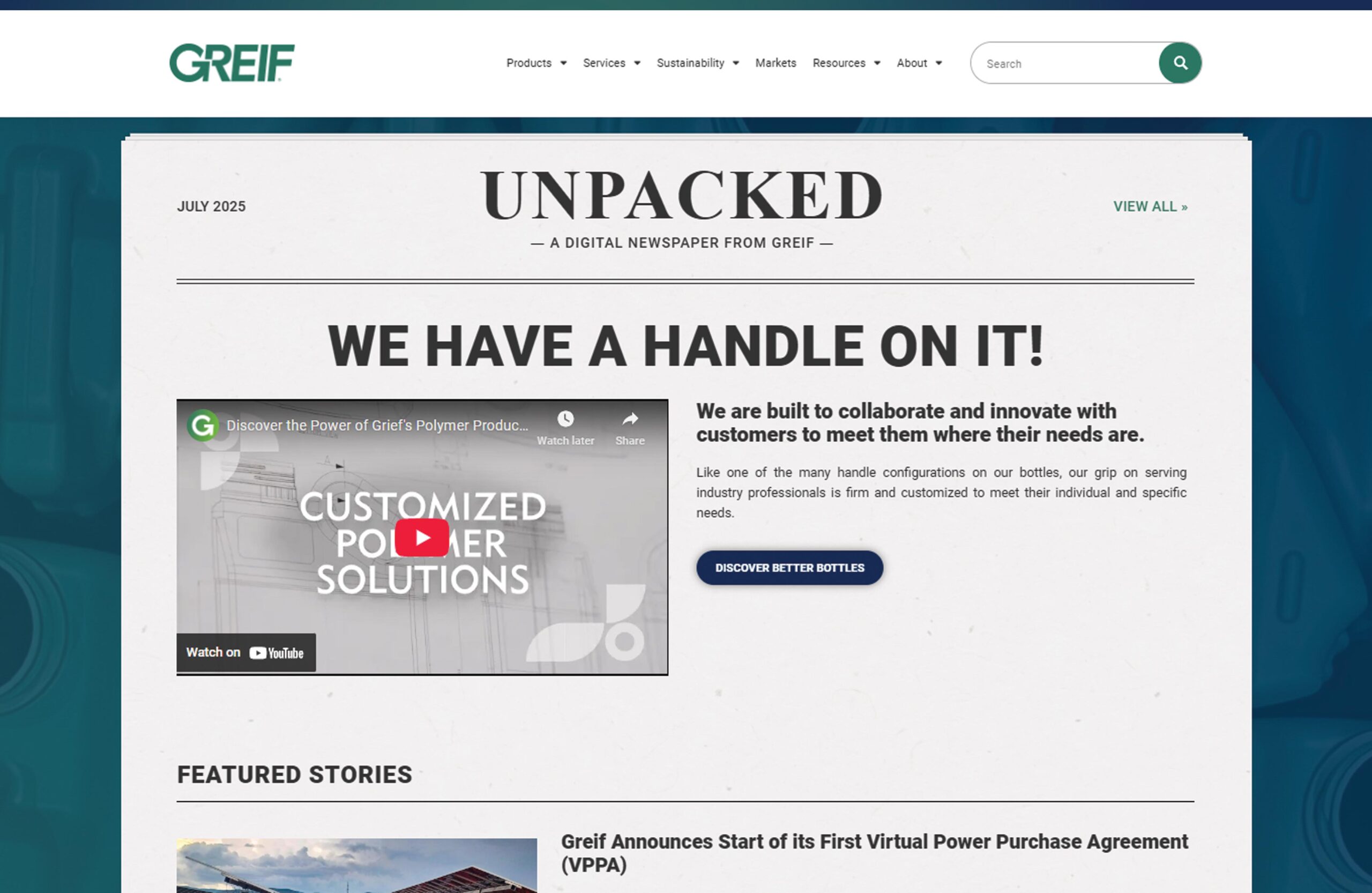 Greif unpacked digital magazine is shown