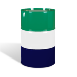 a multi-colored steel drum is shown