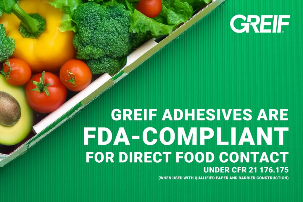 image showing finished goods that hold fruit in reference to the FDA compliant adhesives offered by Greif