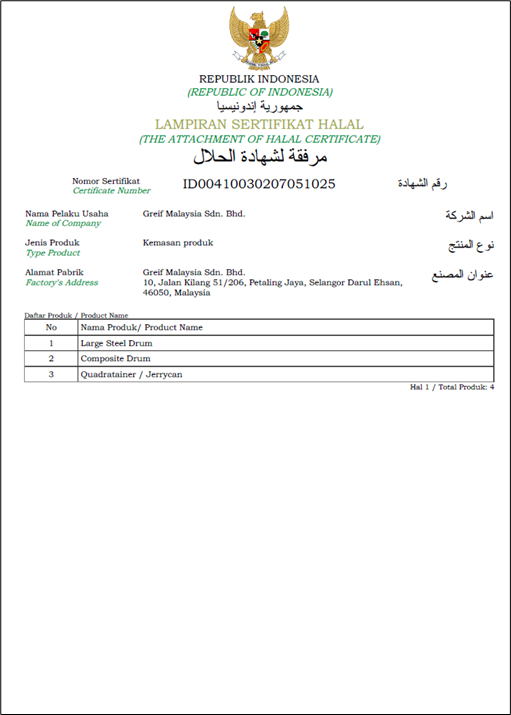 Greif Malaysia Achieves Halal Certification 1